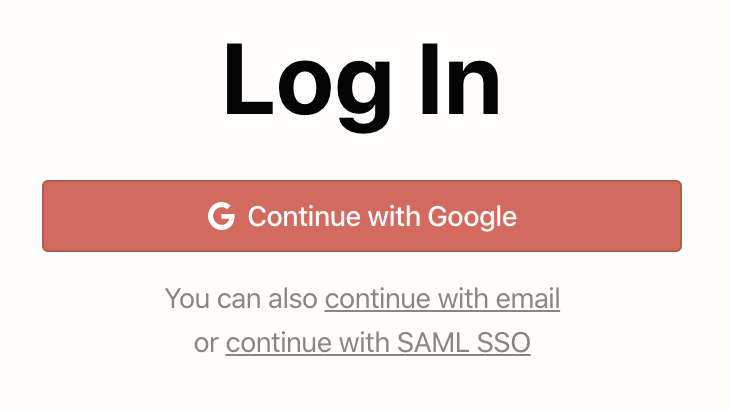 Notion login page